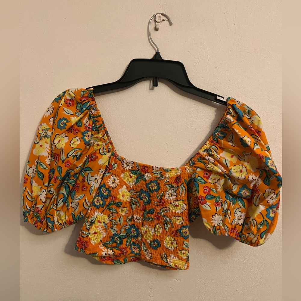 Zara Floral Orange Crop Top